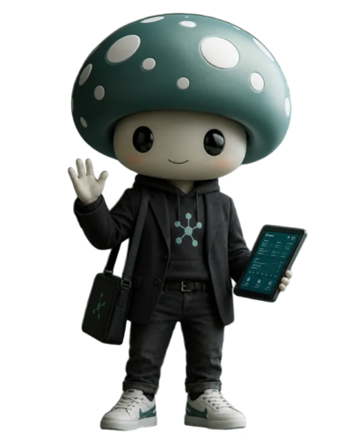 Myko, the voice of Mycelium, waving
